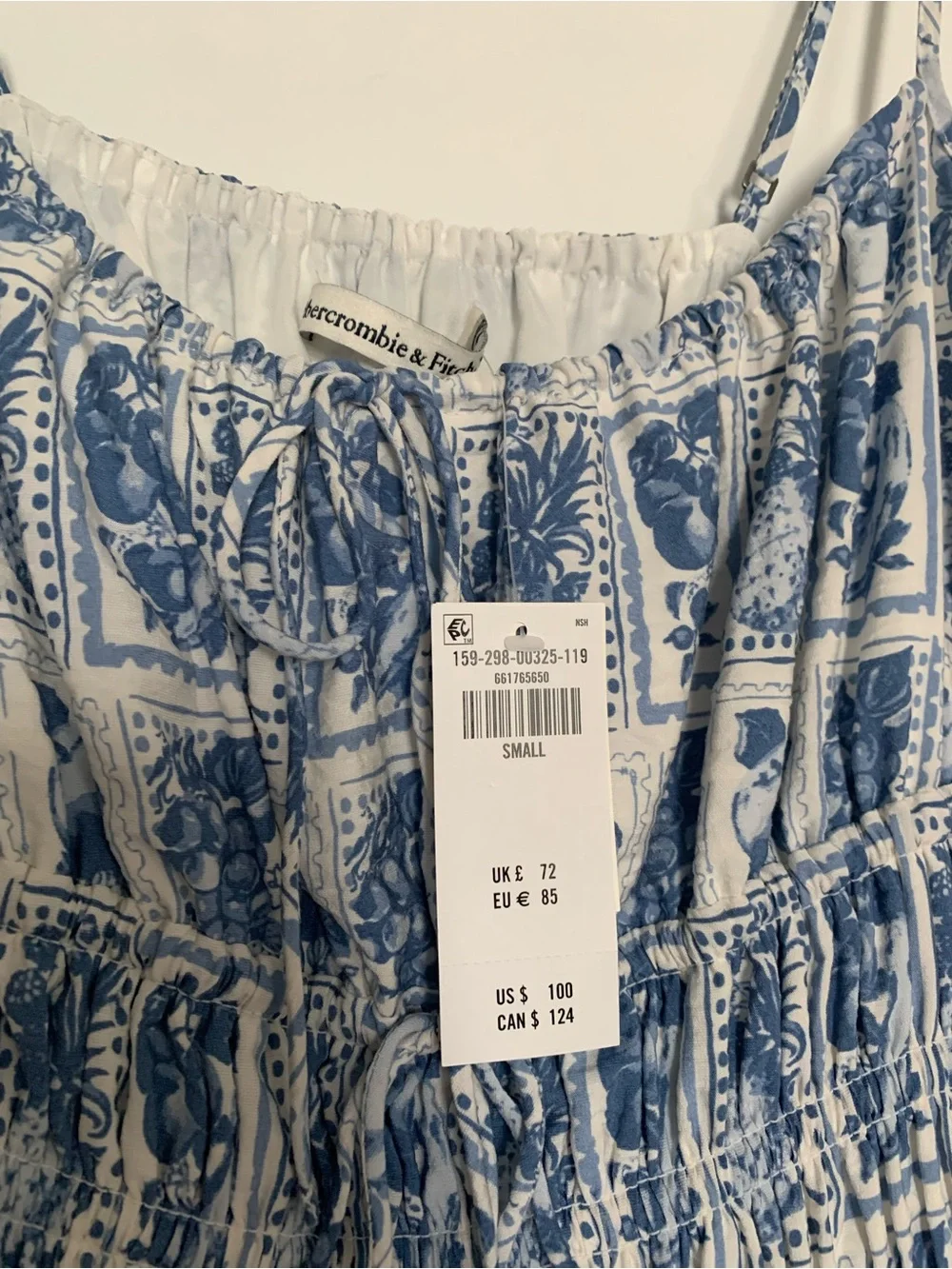 Abercrombie & Fitch Coastal Blue Printed Maxi Dress Small NWT 🍋